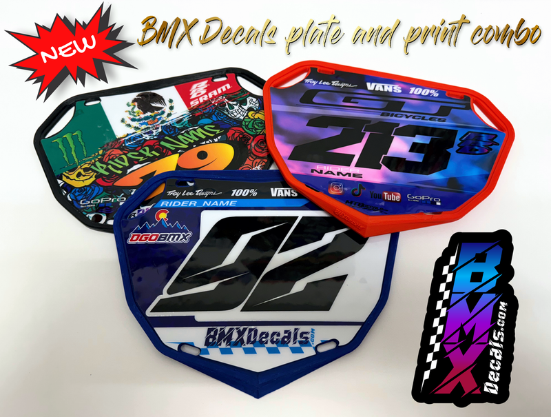 BMXDecals.com 3D Number Plate &amp; Sticker combo