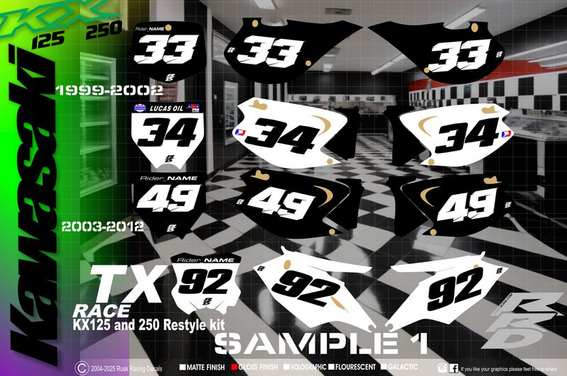 Kawasaki KX125 KX250 Number Kit