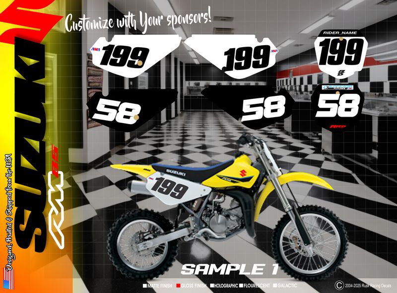 Suzuki RM85 RM100 Number plates
