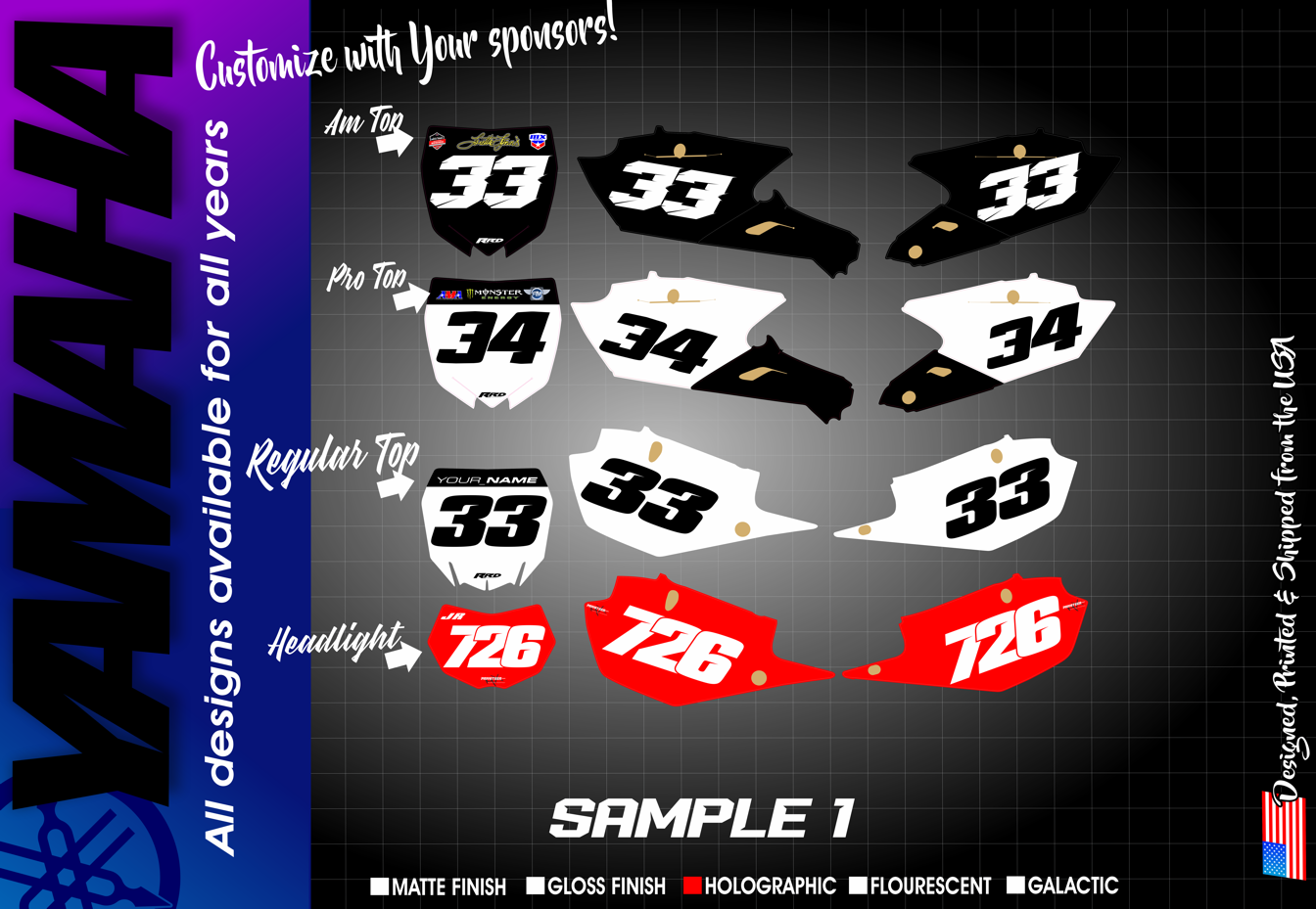 YAMAHA YZ250F YZ450F  Custom Number Kit