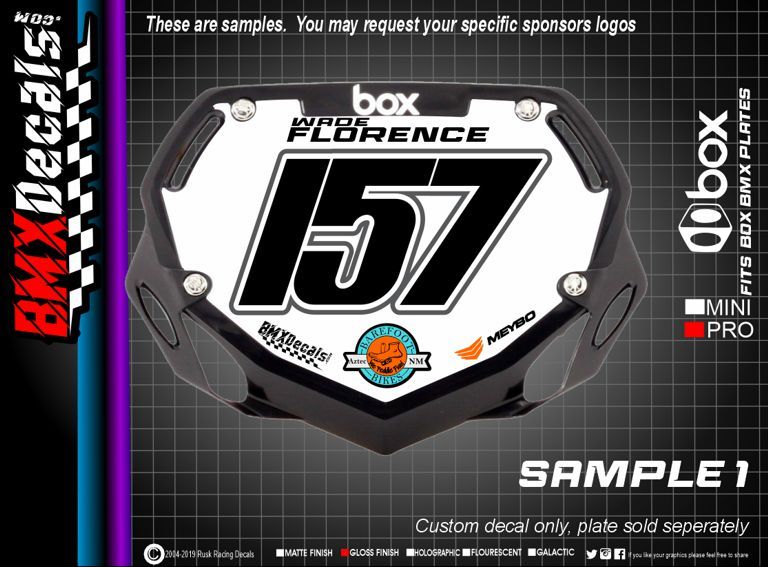 Custom BOX BMX Number Plate Decal