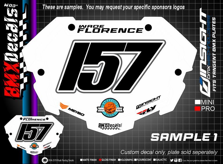 Custom Insight BMX Number Plate Decal