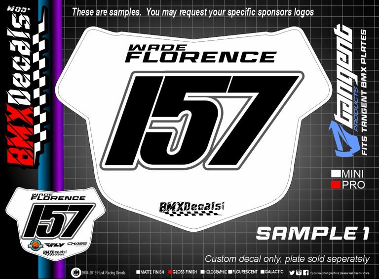 Custom Tangent BMX Number Plate Decal