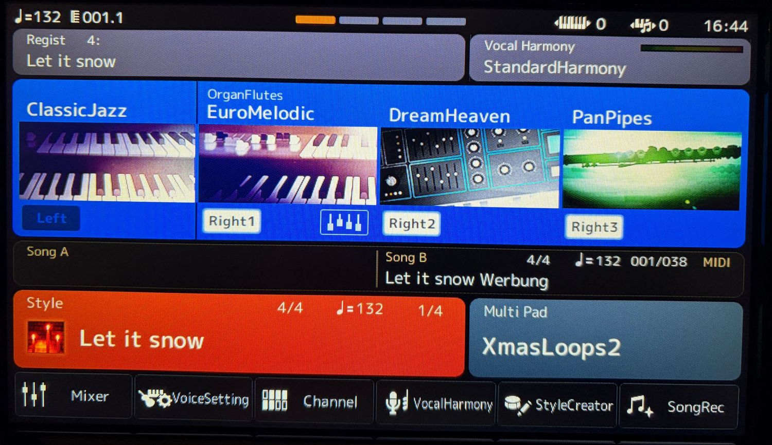 Musikstyle für Genos2 nach "Let it snow"