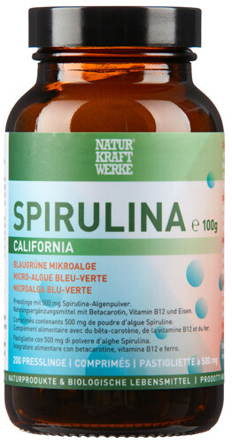 SPIRULINA CALIFORNIA 200 PRESSLINGE À 500 MG