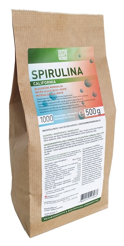 SPIRULINA CALIFORNIA 1000 PRESSLINGE À 500 MG