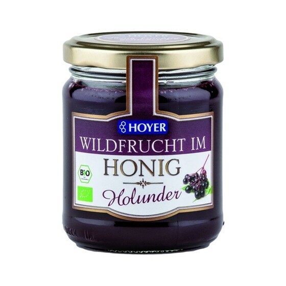 Honig Bio Holunder Wildfrucht im Honig Glas