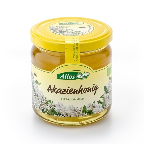 Honig Allos Bio Akazienhonig Lieblich-Mild Glas 500 g
