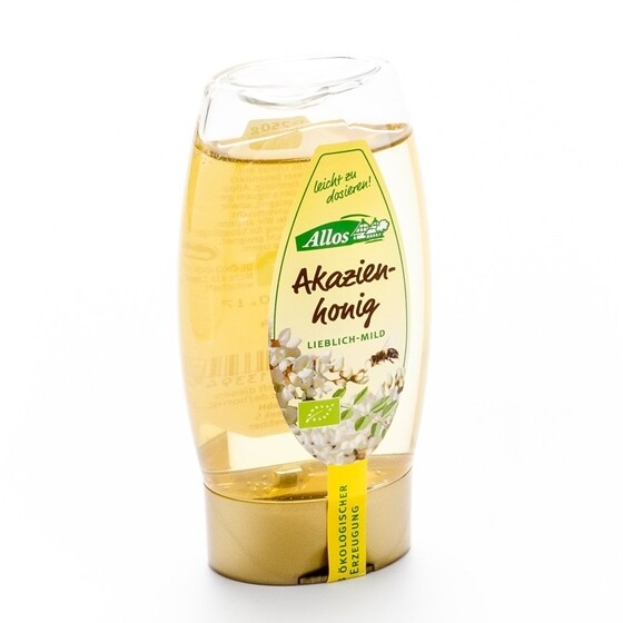 Honig Allos Bio Akazienhonig Lieblich-Mild in der Spenderflasche Flasche 250 g