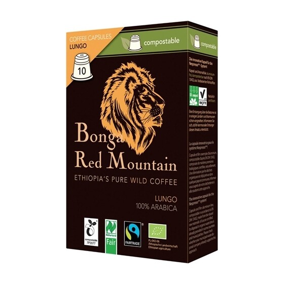 Kaffee Original Food Bio Lungo Kaffeekapseln Bonga Red Mountain Pack 10 Stück
