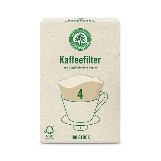 Kaffee Lebensbaum Kaffeefilter Gr. 4 Pack 100 Stück