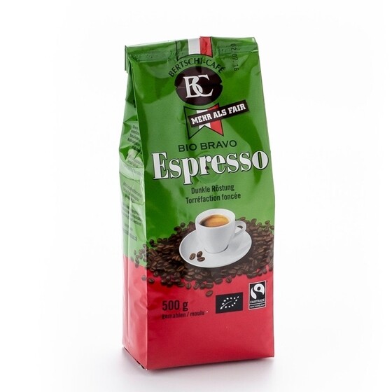 Kaffee Bertschi Bio Bravo Espresso Kaffee gemahlen Beutel 500 g