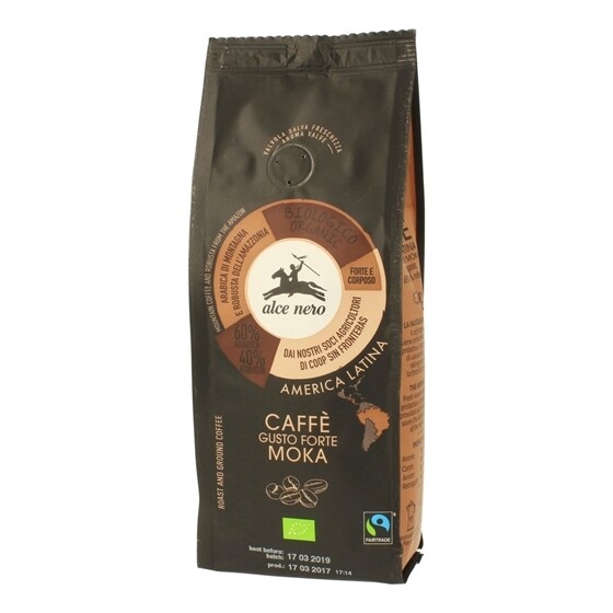 Kaffee Alce Nero Bio Kaffee Mokka forte gemahlen Arabica-Robusta Beutel 6x250 g