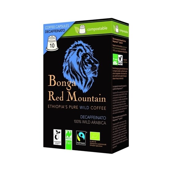 Kaffee Bio Bonga Red Mountain Kaffee- Kapseln Decaffeinato Pack 10 Stück