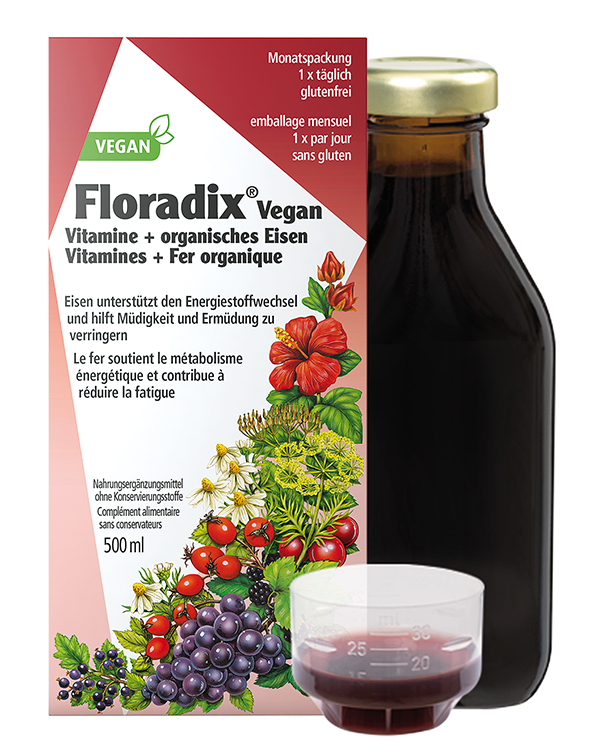 Floradix Vitamine + organisches Eisen 500 ml Dr Dünner vegan