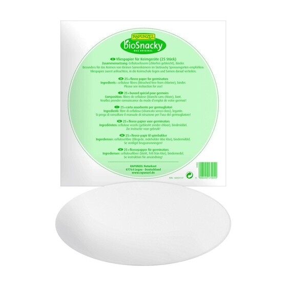 Rapunzel Bio Vliespapier für Sprossengarten bioSnacky ( 2 x Pack ) 2 x 25 Stück = 50 Stück