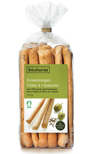 Dinkel Stängeli mit Olivenöl Biofarm Bio 3 x 125 g