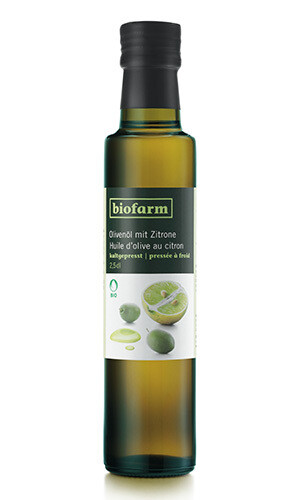 Olivenöl mit Zitrone Biofarm Bio Flasche 250 ml.