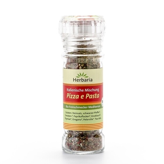 Herbaria Bio Gewürzmühle Pizza e Pasta Glas 50 g