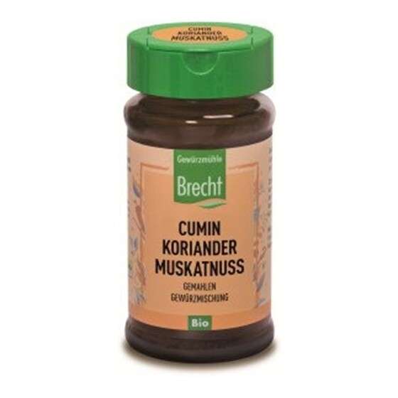 Brecht Bio Cumin-Koriander-Muskatnuss gemahlen Glas 3 x 35 g