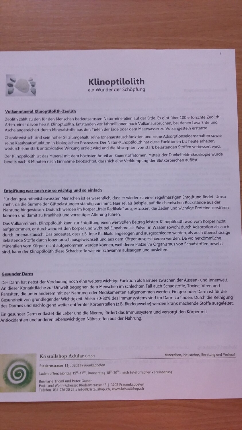 Klinoptilolith Info