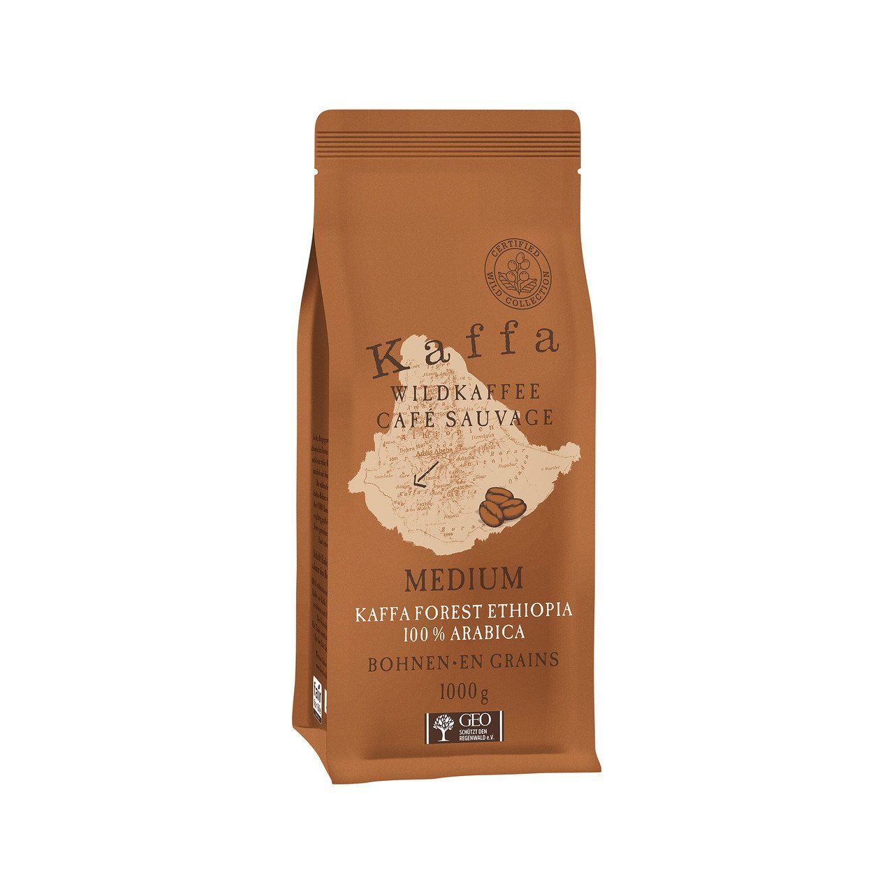 Original Food Wildkaffee Kaffa Medium Bohnen, EU Bio/FLO-Fairtrade 1kg