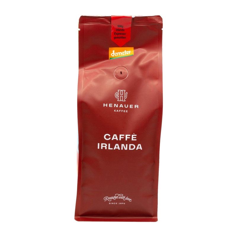 Kaffee Henauer Bio Demeter Kaffee Irlanda Espresso gemahlen Beutel 500 g