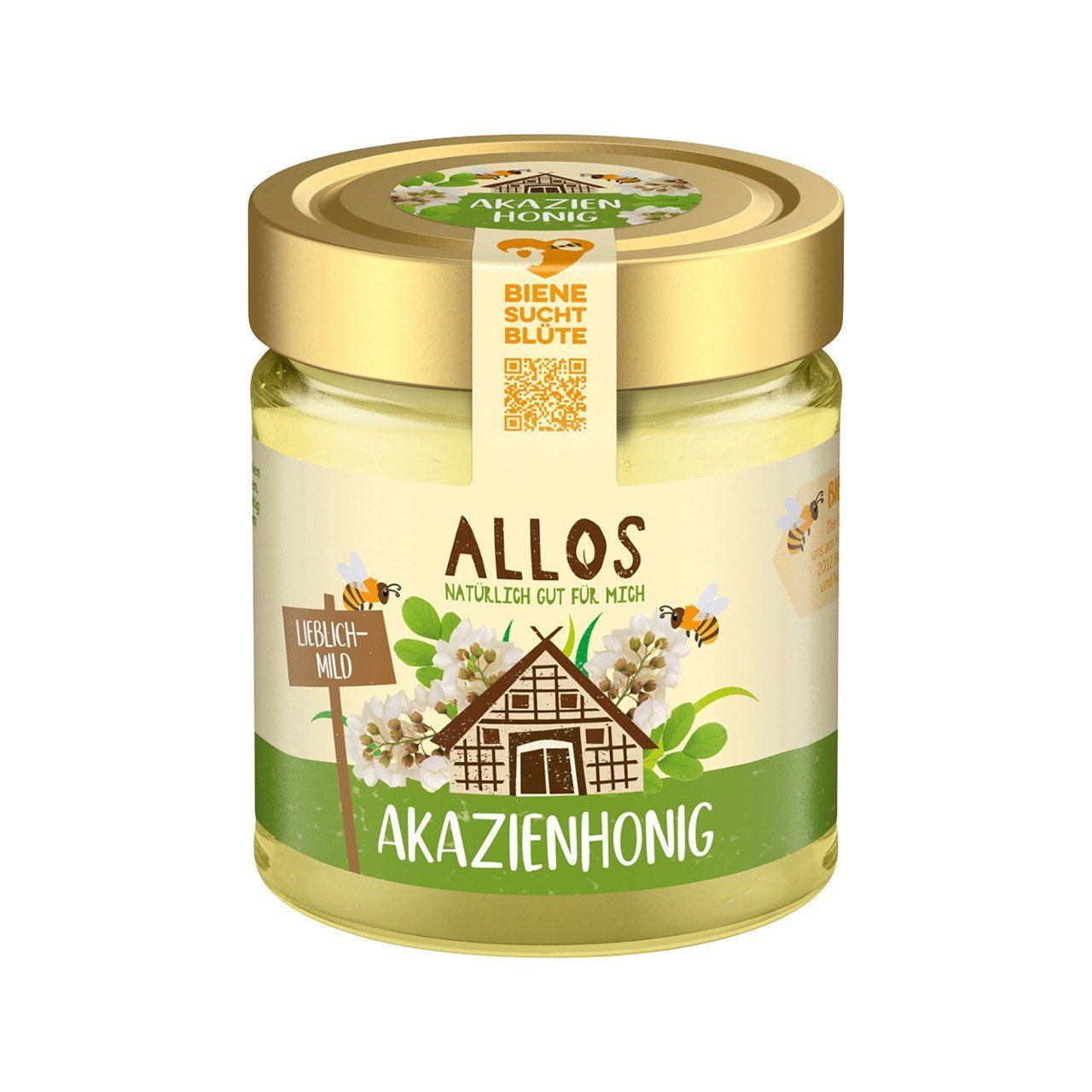 Honig Allos Bio Akazienhonig Lieblich-Mild Glas 500 g