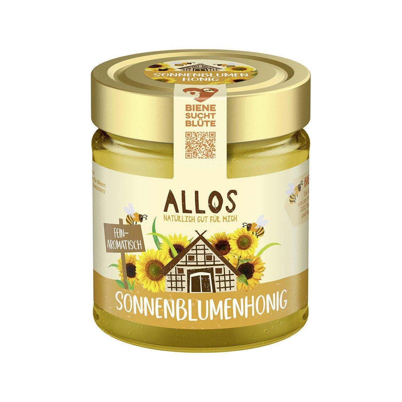 Honig Allos Bio Sonnenblumenhonig Fein-Aromatisch Glas 500 g