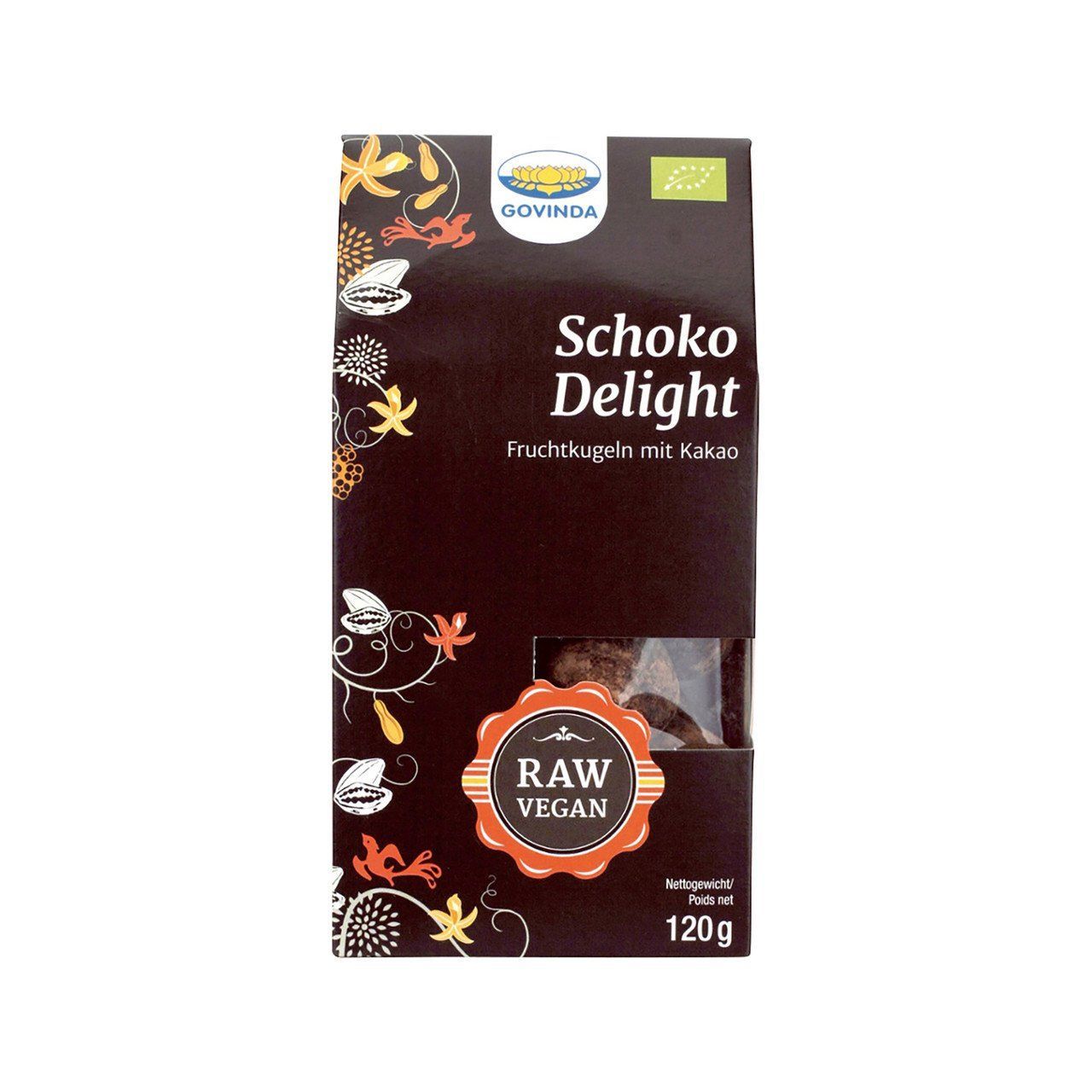 Govinda Schoko Delight Kugeln ohne Zucker EU Bio 120g