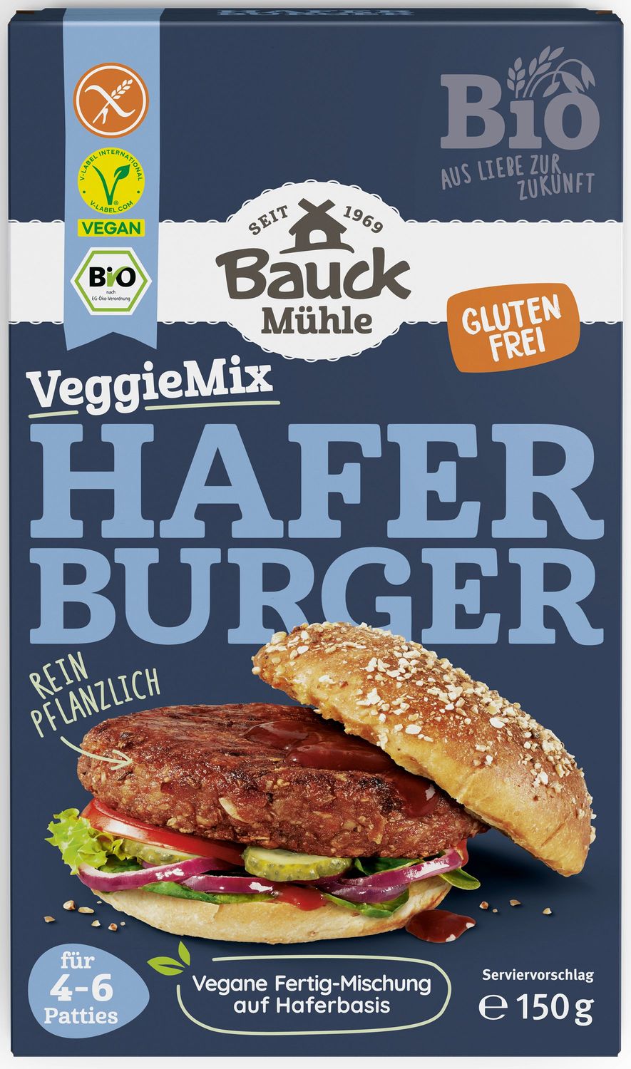 Bauck Mühle Hafer Burger Veggie Mix glutenfrei 3x150g