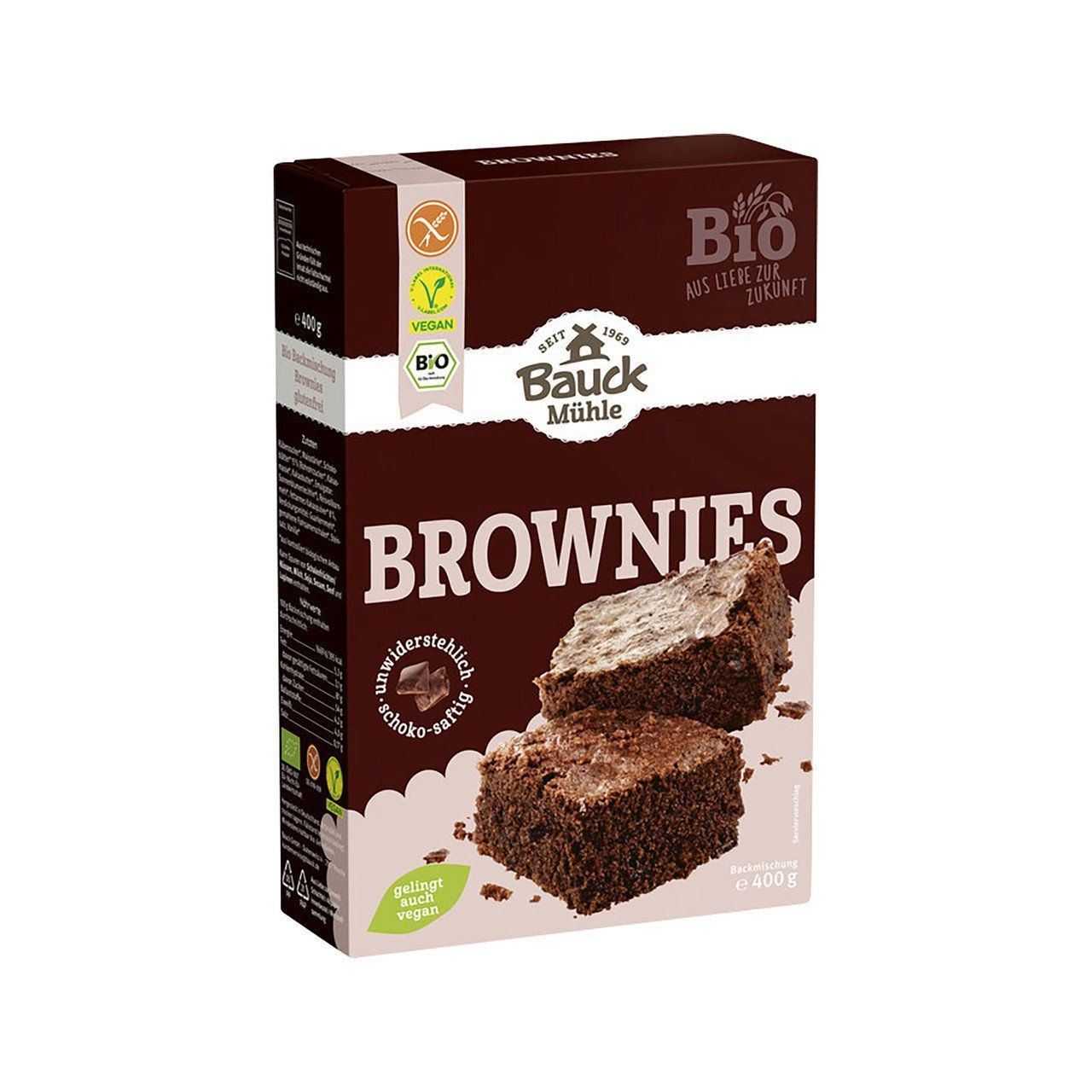 Bauck Mühle Backmischung Brownies glutenfrei, EU Bio 2 x 400g