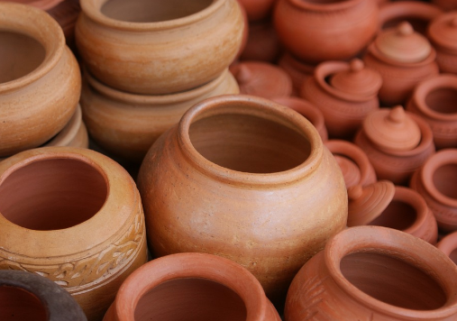 plain clay pots. 