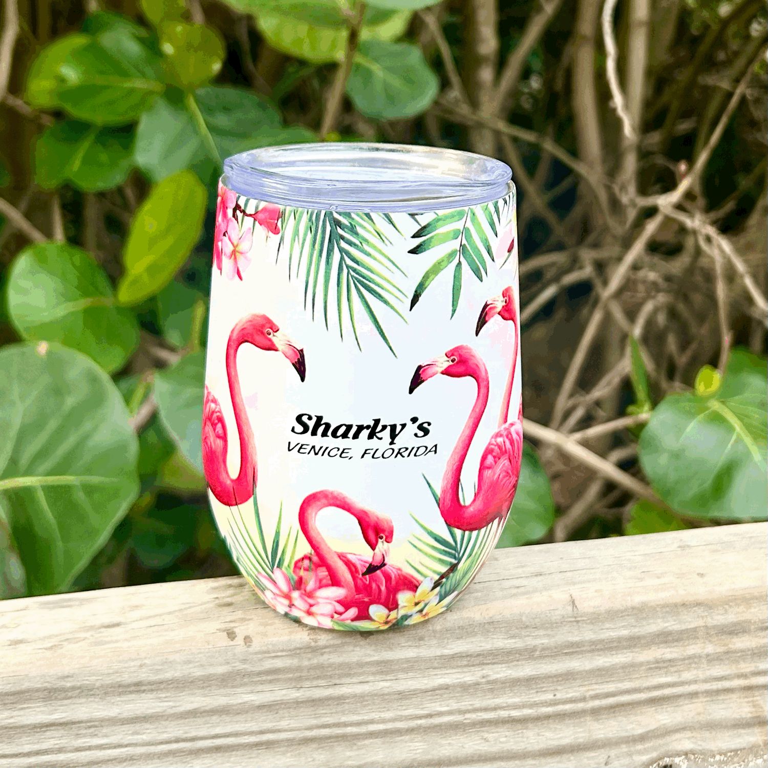Stemless 12oz Wine Tumbler-Flamingo