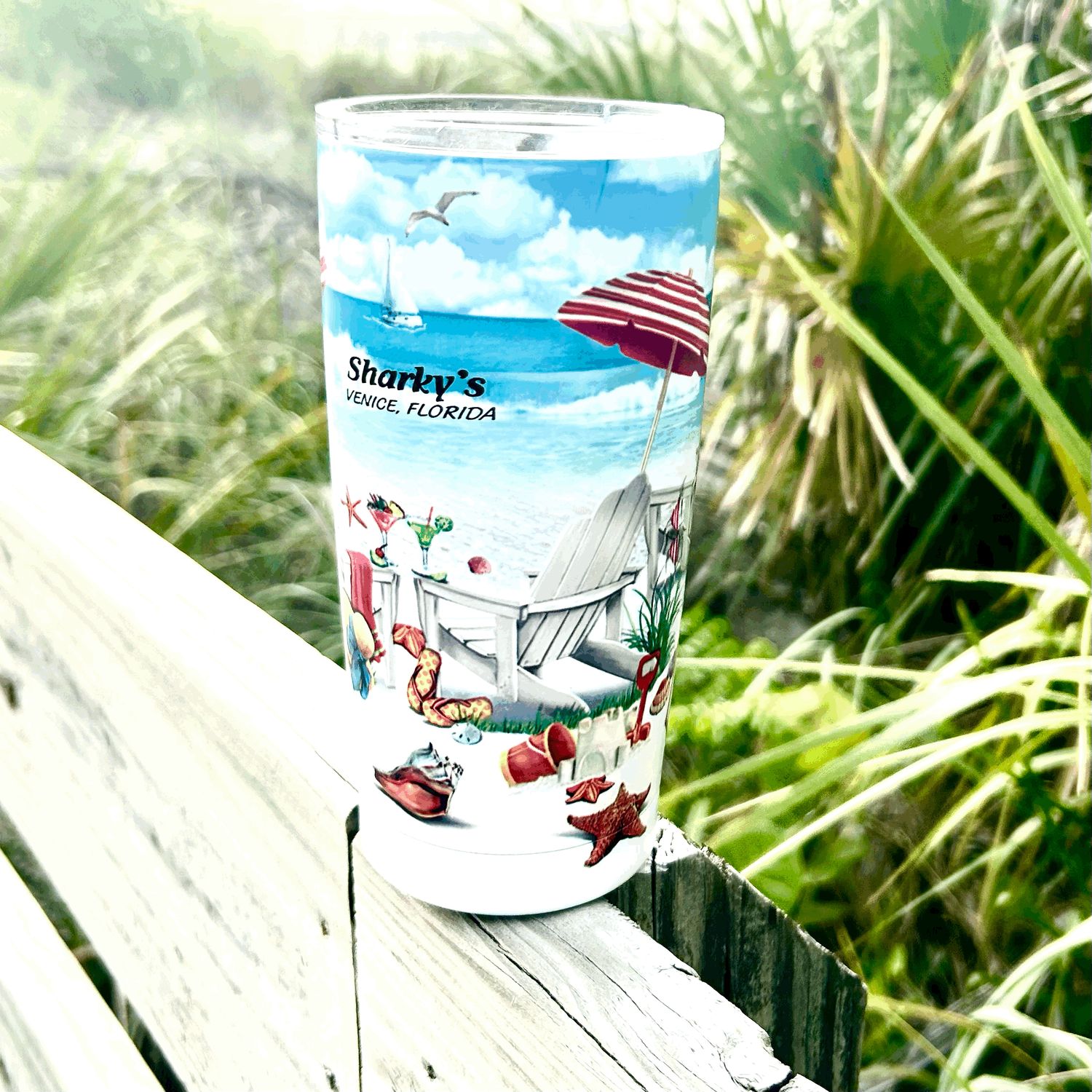 17oz Stainless Steel Tumbler-Beach Chairs