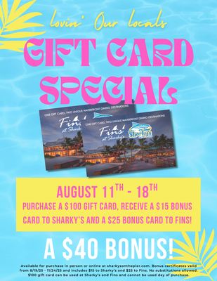 Lovin&#39; Our Locals Gift Card Bonus: $100 Gift Card