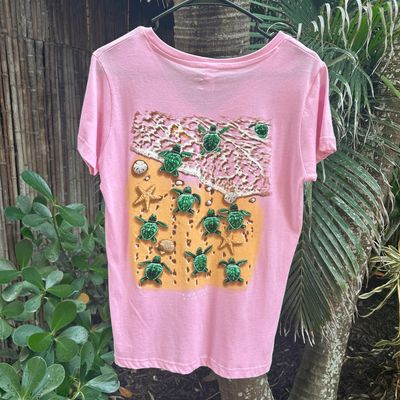 Ladies B Turtle V Neck T