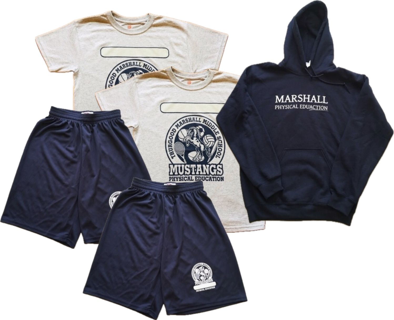 COMBO - MMS PE Uniform: T-Shirt, Shorts and NAVY Sweatshirt