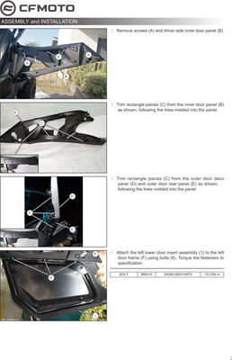 ZFORCE 950 Lower Door Inserts, CFMOTO OEM (5BY#-807000-1000)