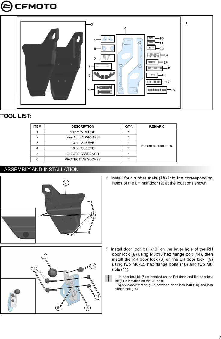 UFORCE 1000 Half Doors Left & Right, CFMOTO OEM (5HYV-807500-1000)