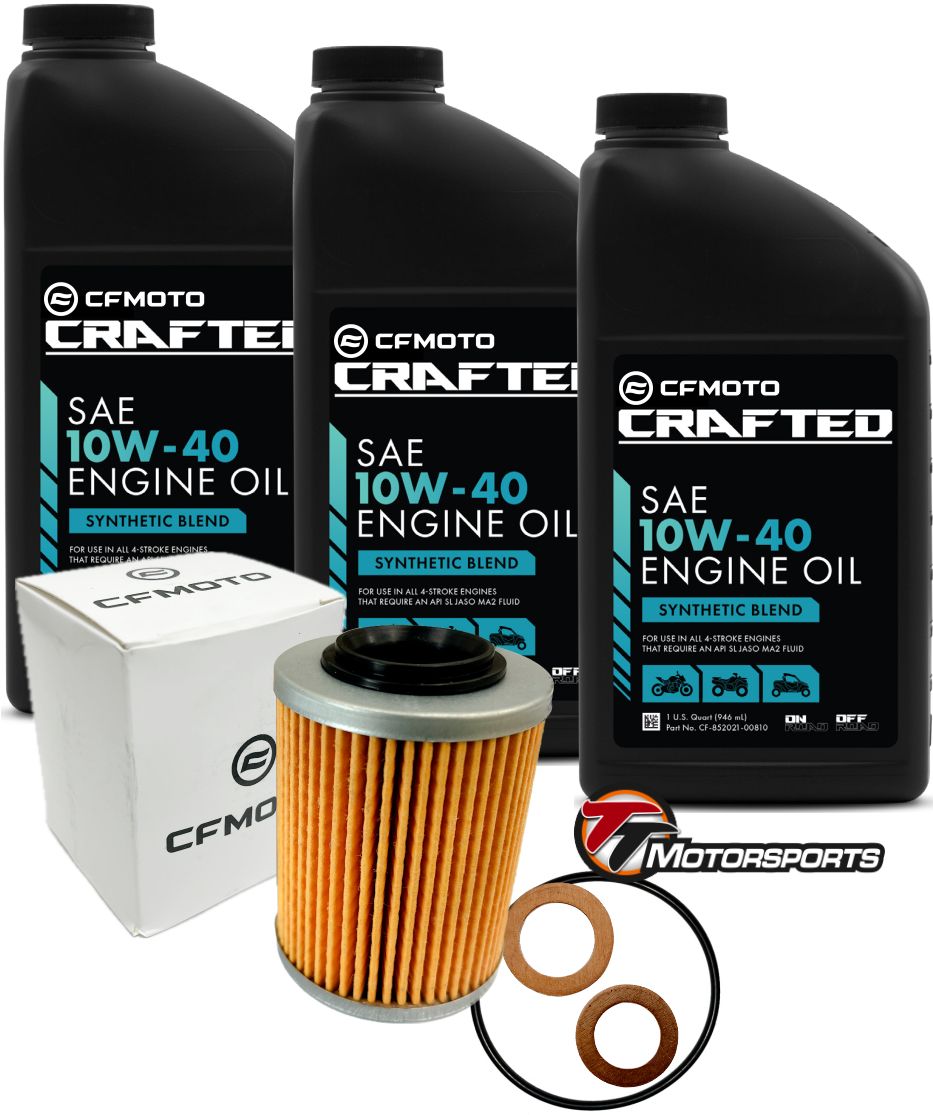 CFMOTO Oil Change Kit CFORCE/ZFORCE/UFORCE Synthetic Blend 10W-40 CRAFTED w/O-Ring, Filter, Washer