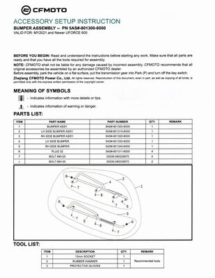 UFORCE 600 Nerf Bar Rock Slider Guards, CFMOTO OEM (5AS#-801300-6000)