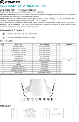 CFORCE 800 XC/1000 Windshield, CFMOTO OEM (9AWV-806100-2000)
