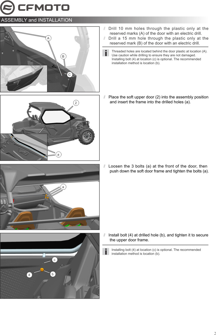 ZFORCE 800/950 Trail Gen. 2 Soft Upper Doors, CFMOTO OEM (5BWV