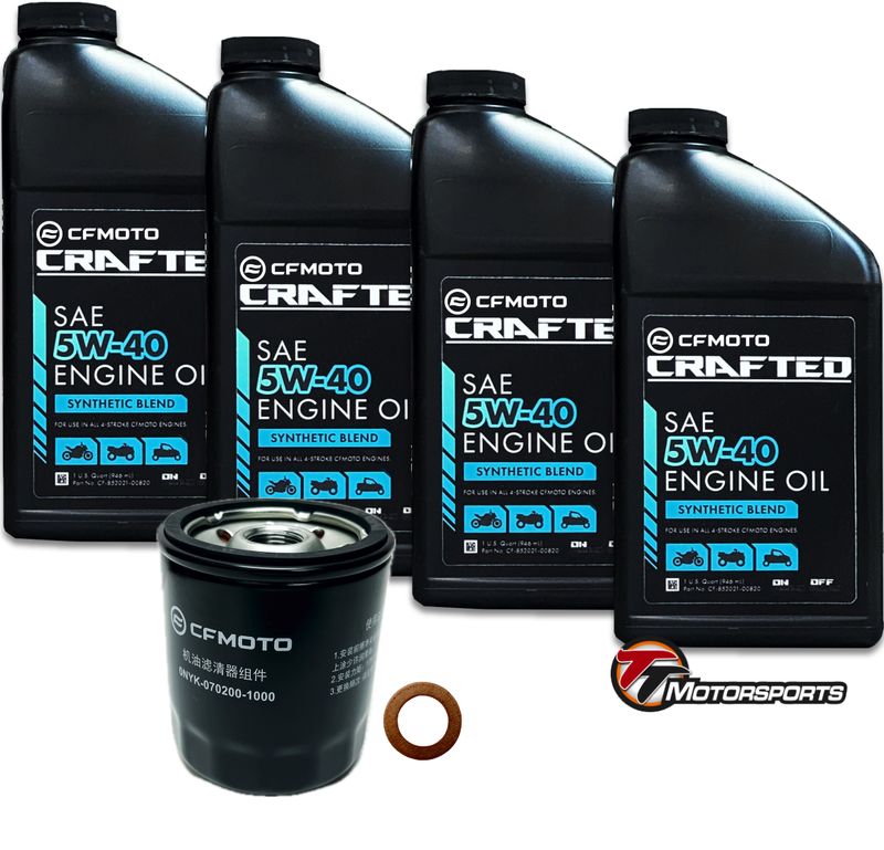 Z10/U10 Pro CFMOTO Oil Change Kit Synthetic Blend 5W-40 CRAFTED w/Filter, Washer