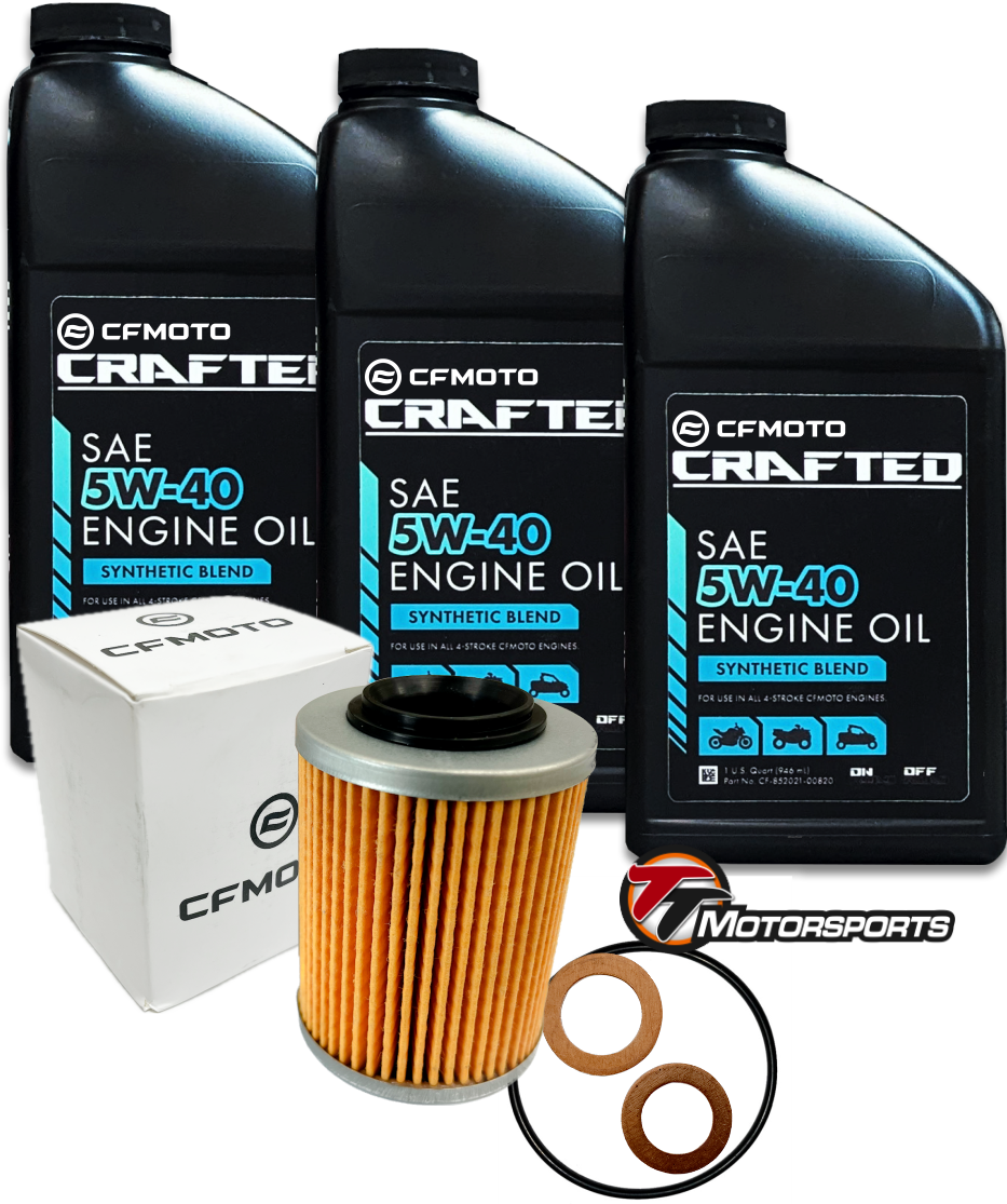 CFMOTO Oil Change Kit CFORCE/ZFORCE/UFORCE Synthetic Blend 5W-40 CRAFTED w/O-Ring, Filter, Washer