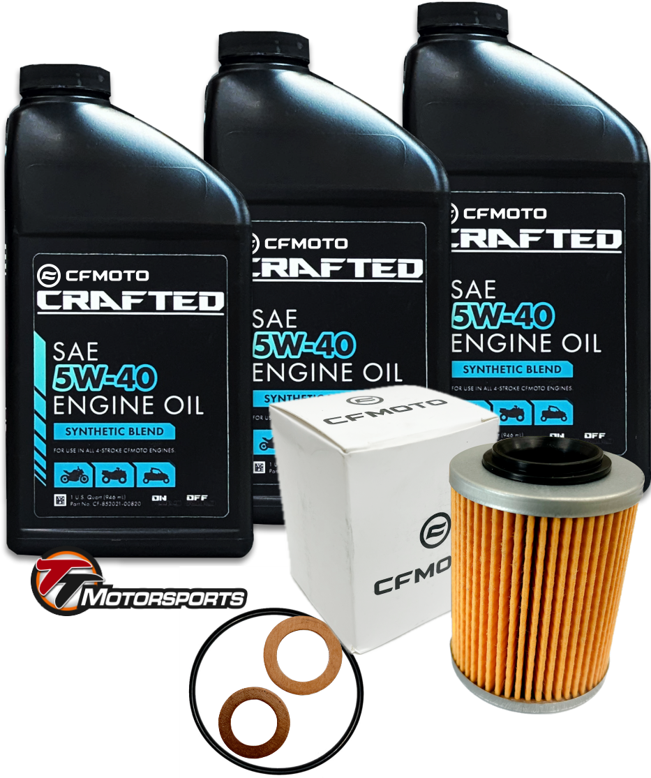 5W-40 CFMOTO CRAFTED Oil Change Kit CFORCE/ZFORCE/UFORCE Synthetic Blend w/O-Ring, Filter, Washer