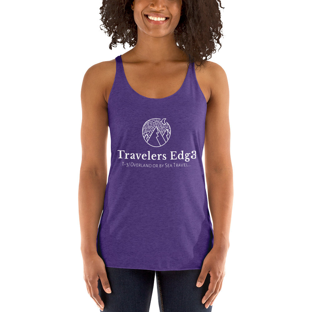 Travelers Edg3, White logo, Women&#39;s Racerback Tank
