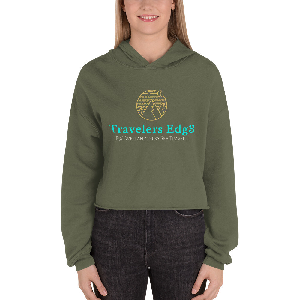 Travelers Edg3, Grizzly Bear Adventures, Ladies Crop Hoodie