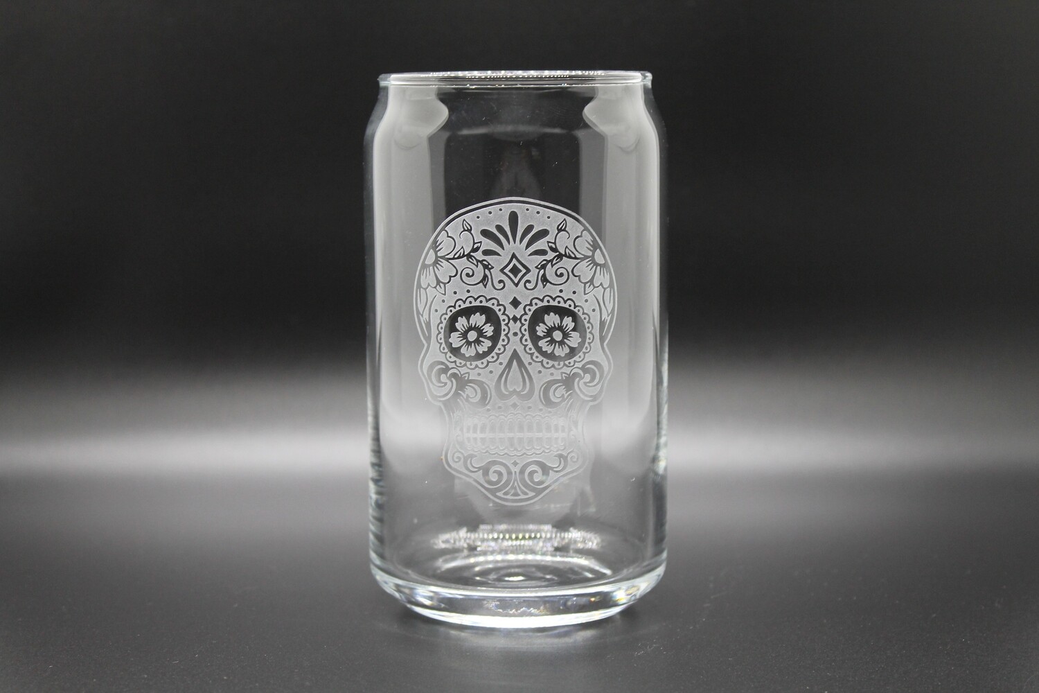 Etched Beer Can Glass